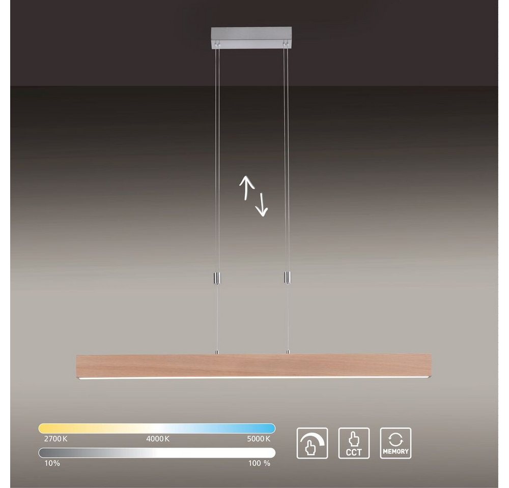 JUST LIGHT LED Pendelleuchte LED Pendelleuchte AMANDA Holz, Memoryfunktion, höhenverstellbar, 1 x LED-Board/ 30,00 Watt, stufenlos dimmbar Touchdimmer, CCT Farbwechsel Bild 2