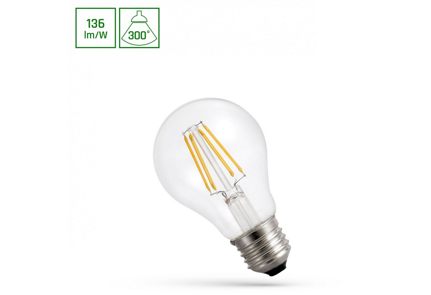 Spectrum LED-Leuchtmittel LED E27 A67 Filament Klar 11W = 98W Birne 300° 1500lm 230V Warm 2700K, E27, Warmweiß, Filament klar
