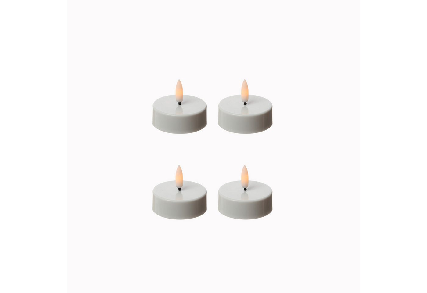 Adilina LED-Teelicht LED Maxi Teelichter Kunststoff 3D Flamme Timer D: 5,8cm weiß 4er Set, LED Classic, warmweiß (2100K bis 3000K) Bild 4