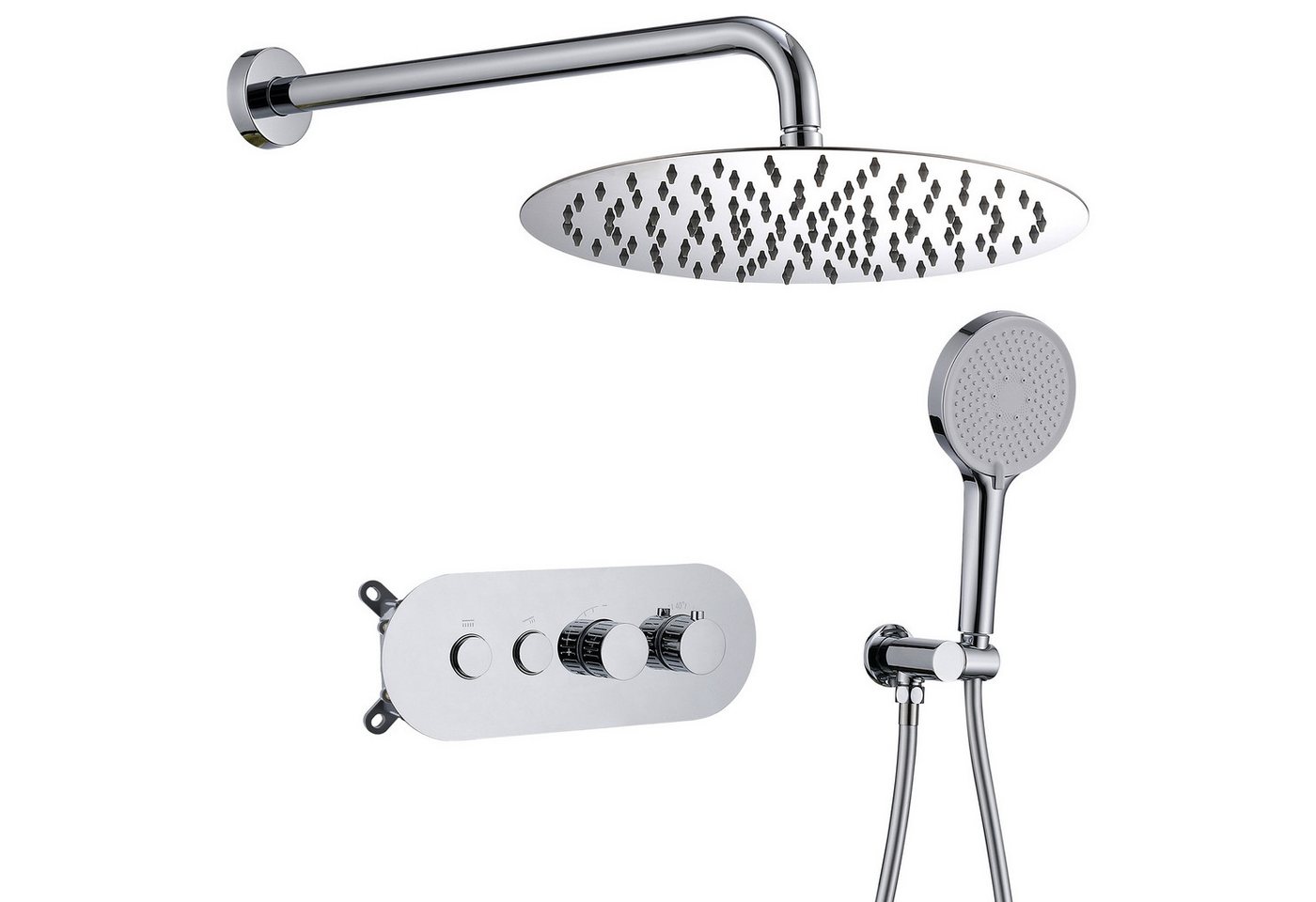 HOMELODY Duschsystem Chrom Unterputz Duscharmatur Duschsystem mit Thermostat 40℃, Mit Handbrause 3+1 Strahlarten, Drucktasten und konstanter Temperatur Bild 2