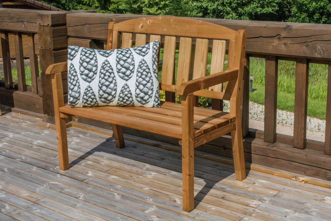 Mega-Holz Gartenbank Gartenbank Holz mit Rückenlehne ZWEISAM 110 x 63 x 97 cm aus FSC-Holz, Massive Holzbank für Garten, Balkon und Terrasse