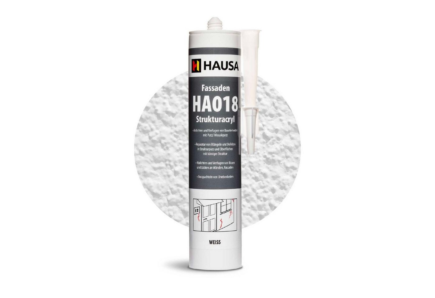 Hausa Maleracryl, Strukturacryl Fassadenacryl, (Putzacryl körnig Top Reparaturacryl Riss stop, 310-tlg., HA018), Acryl mit Körnung Abdichtung für Außenbereich Bild 4