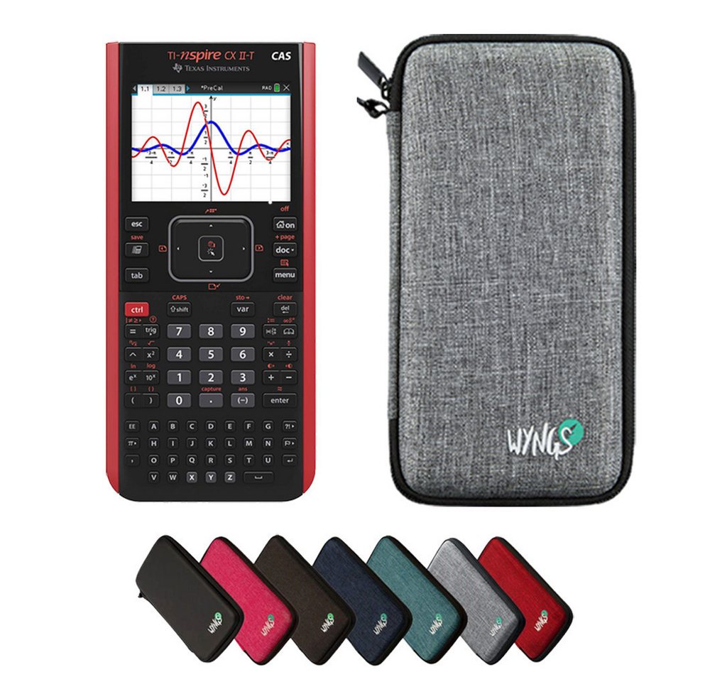 Texas Instruments Taschenrechner TI-Nspire CX II-T CAS inkl. WYNGS Schutztasche Hellgrau
