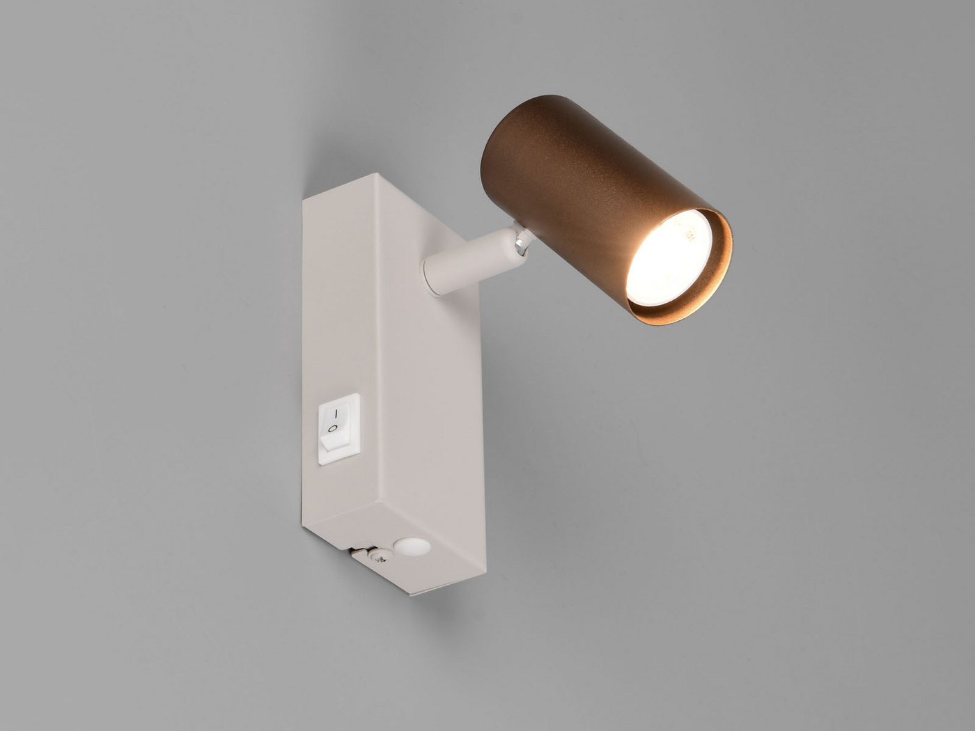 Reality Leuchten LED Wandstrahler mit Schalter, Spot schwenkbar Breite 6cm, Leuchtmittel dimmbar, LED wechselbar, Warmweiß, Wandspot innen mit GU10 Leuchtmittel