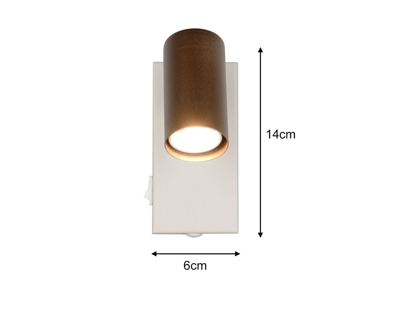 Reality Leuchten LED Wandstrahler mit Schalter, Spot schwenkbar Breite 6cm, Leuchtmittel dimmbar, LED wechselbar, Warmweiß, Wandspot innen mit GU10 Leuchtmittel Bild 4