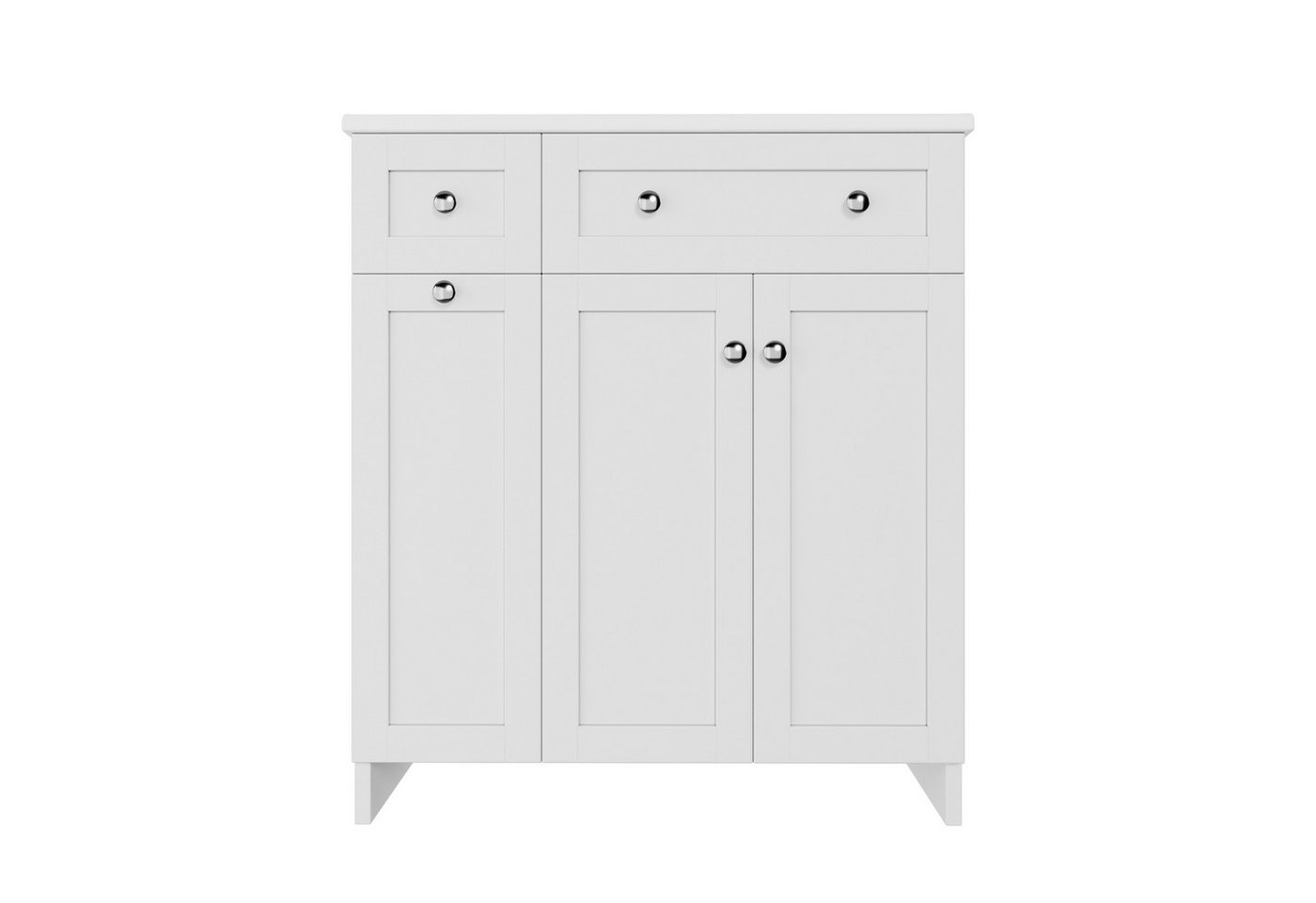 Flieks Waschtisch mit ausziehbarer Ablagen Waschbeckenunterschrank mit Waschbecken (B76/T47/H86 cm, 1-St., bodenstehend, Badschrank Waschplatz Badzimmer, lackierte Oberfläche), Badmöbel-Set Badzimmerschrank mit verstellbarer Einlegeböden Weiß Bild 5