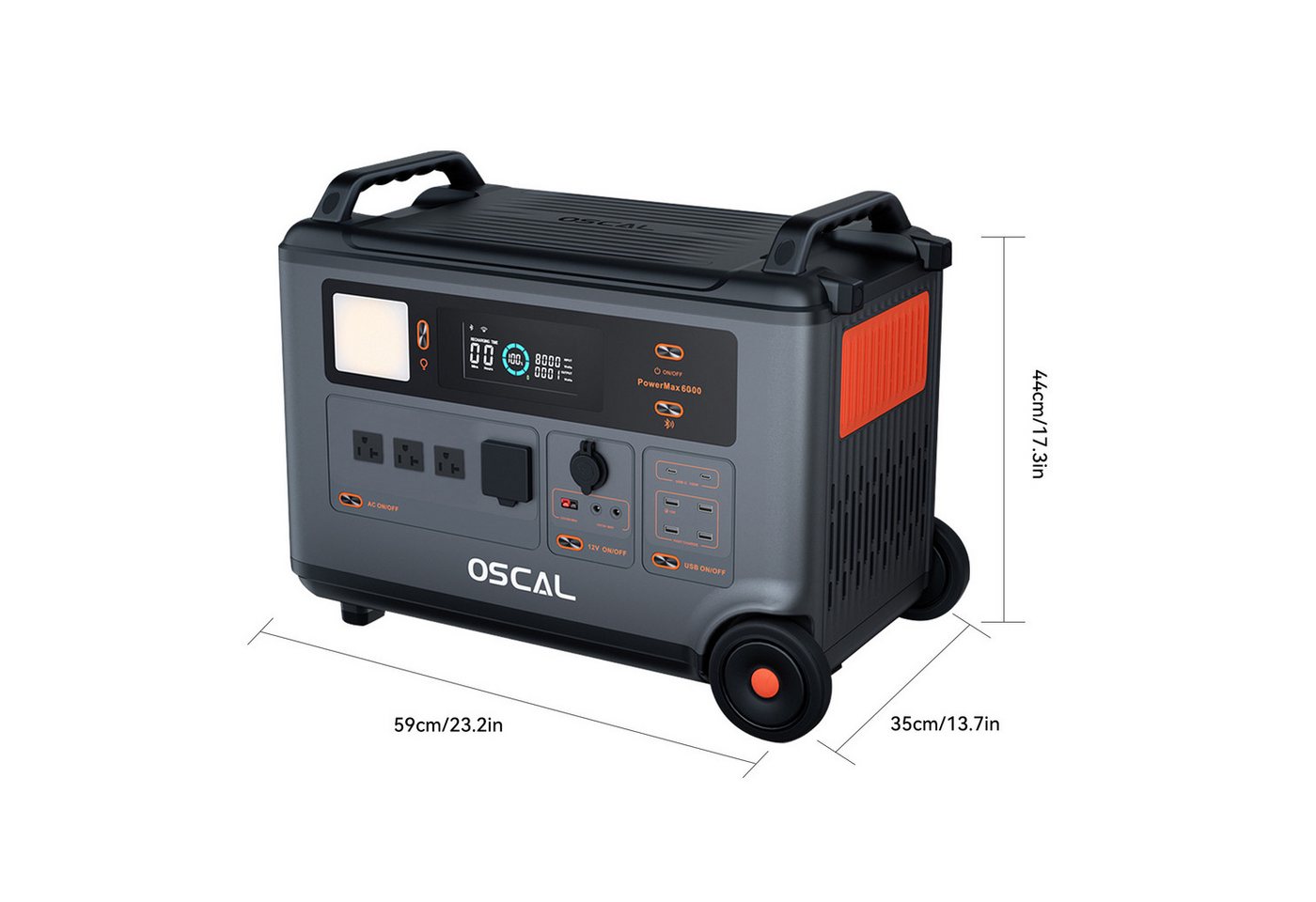 blackview Stromerzeuger OSCAL PowerMax 6000 Powerstation, 6000W/3600Wh, für Zuhause & Outdoor, 3,6 in kW, 3600Wh, 14 Anschlüsse, DC/AC-Wechselrichter, LiFePO4 Solarspeicher Bild 3