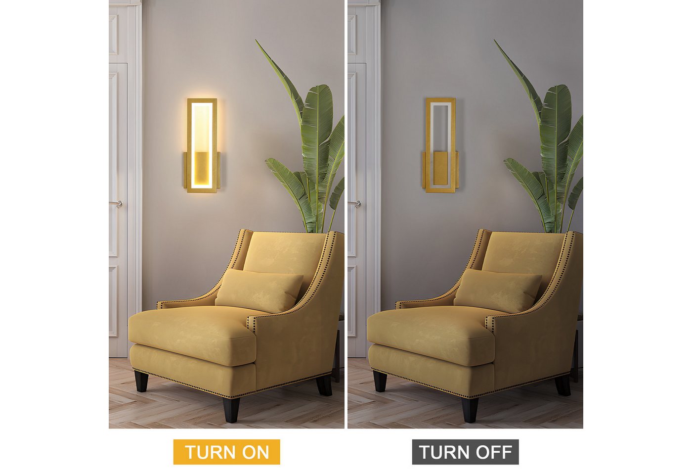 Riserva LED Wandleuchte LED Wandleuchte innen Gold 12W, 3000K warmweiß, 32 cm, rechteckig Bild 3