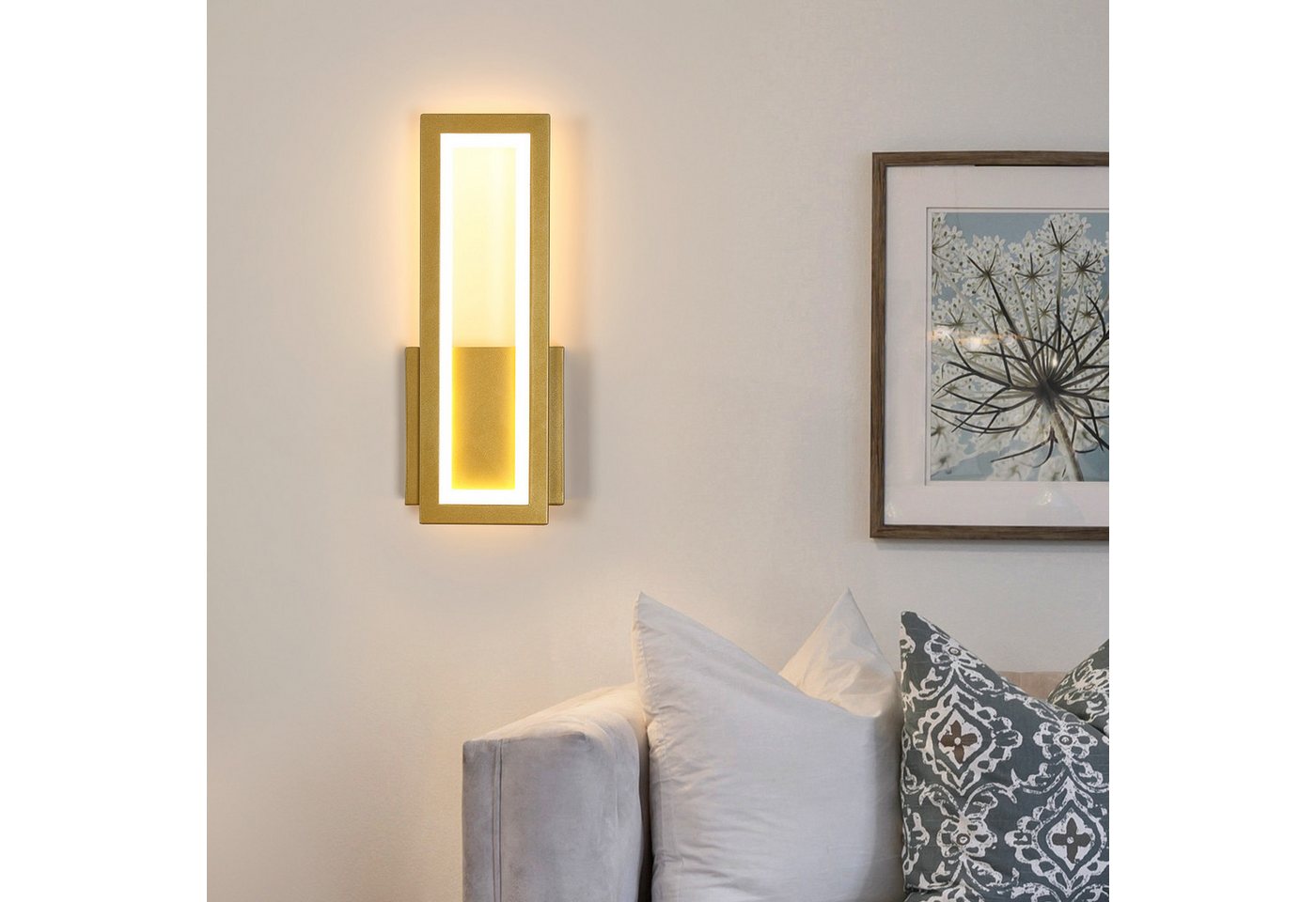 Riserva LED Wandleuchte LED Wandleuchte innen Gold 12W, 3000K warmweiß, 32 cm, rechteckig Bild 4