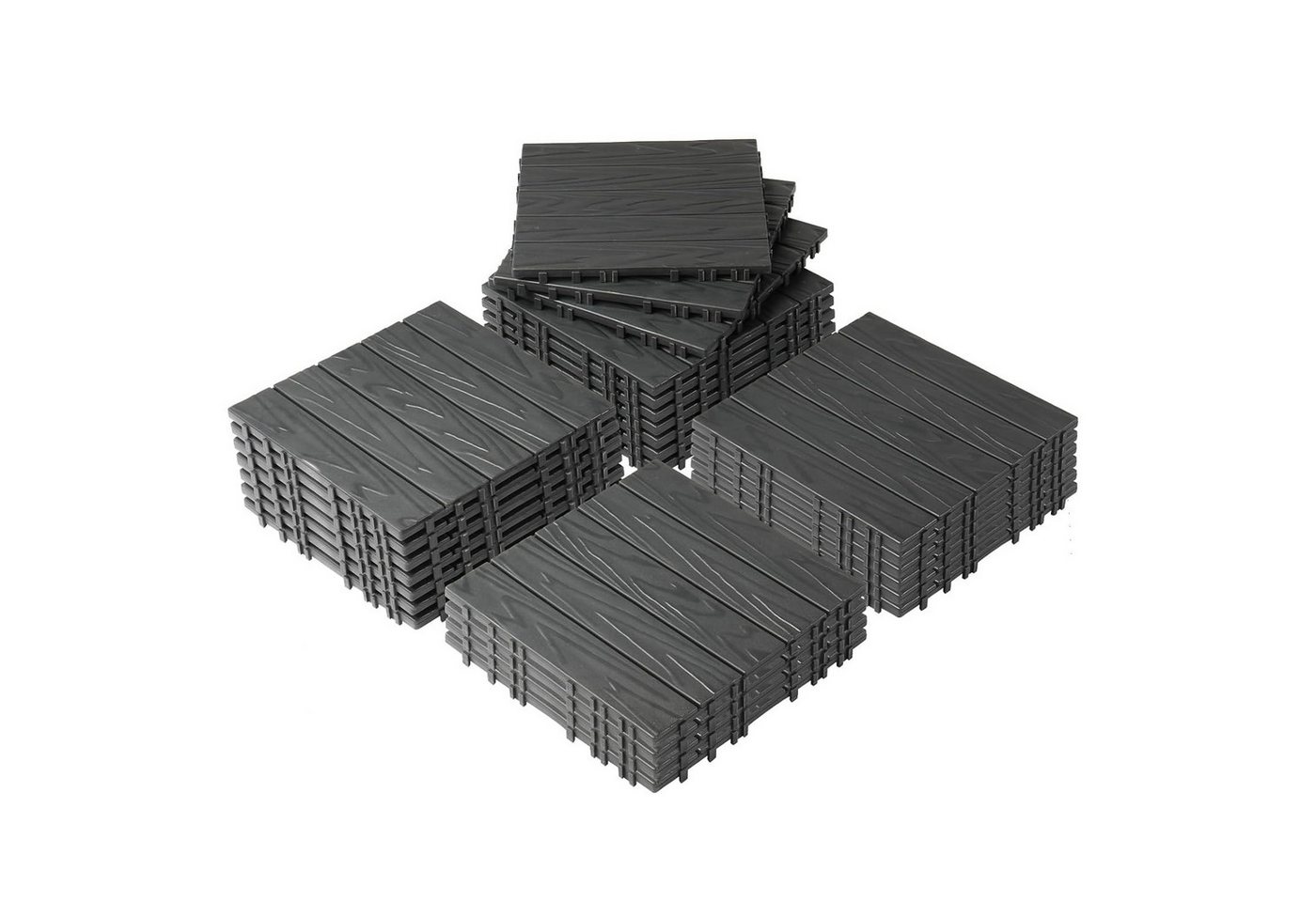 LEADZM Terrassendielen Terrassenfliesen 55er Set, Kunststoff, 30 x 30 x 2 cm, 5,00 m², BxL: je 30,00x30,00 cm, 2,00 mm Stärke, (55-St), Bodenbelag für Balkon & Garten, WPC Terrassenplatten mit Klick-System