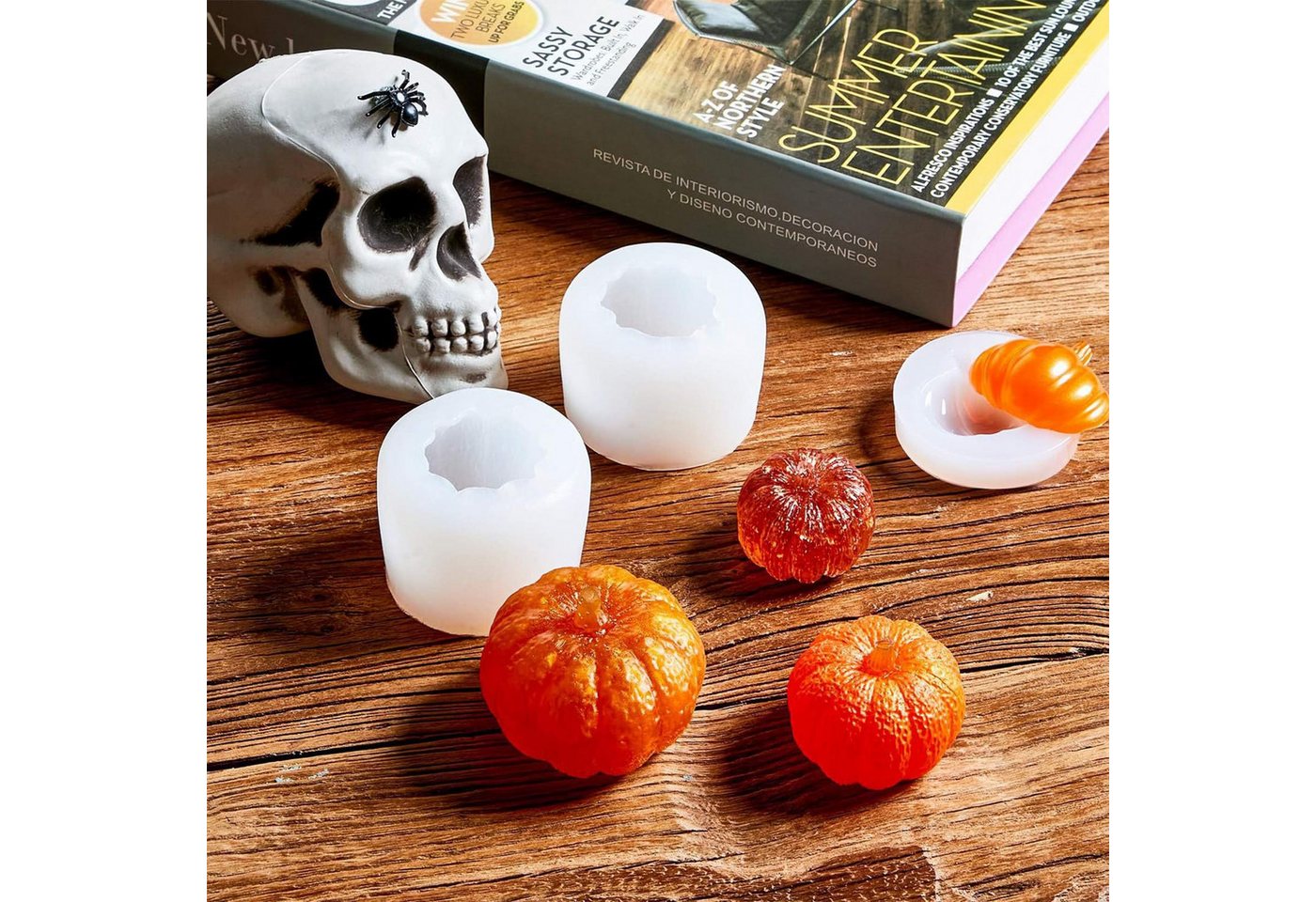 Sorvyzxn Modellierwerkzeug Halloween Silikonform 3D Kürbis Set DIY Gießform, für Herbsternte & Thanksgiving Bild 3