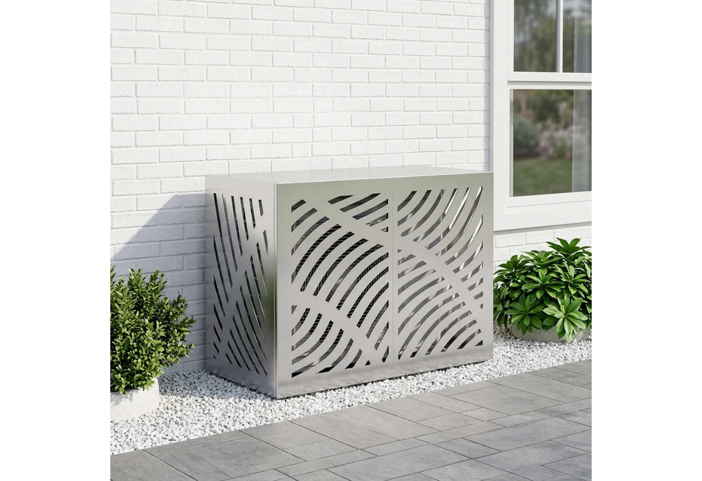 vidaXL Klimaanlagen-Verkleidung Klimaanlagenabdeckung Silber 90 x 40 x 60 cm Verzinkter Stahl Bild 2