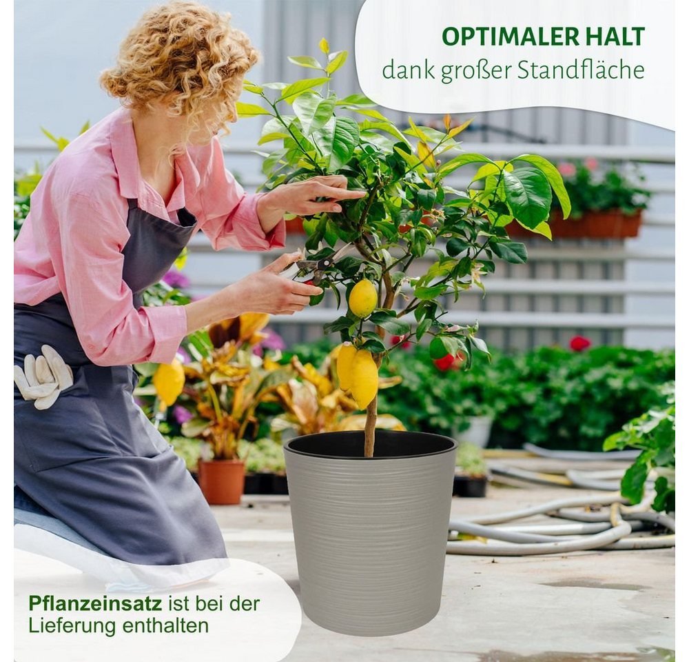 Heimwerkercenter Übertopf MePla - Kübel Malwa Strip ECO -ø19cm - grau Bild 4