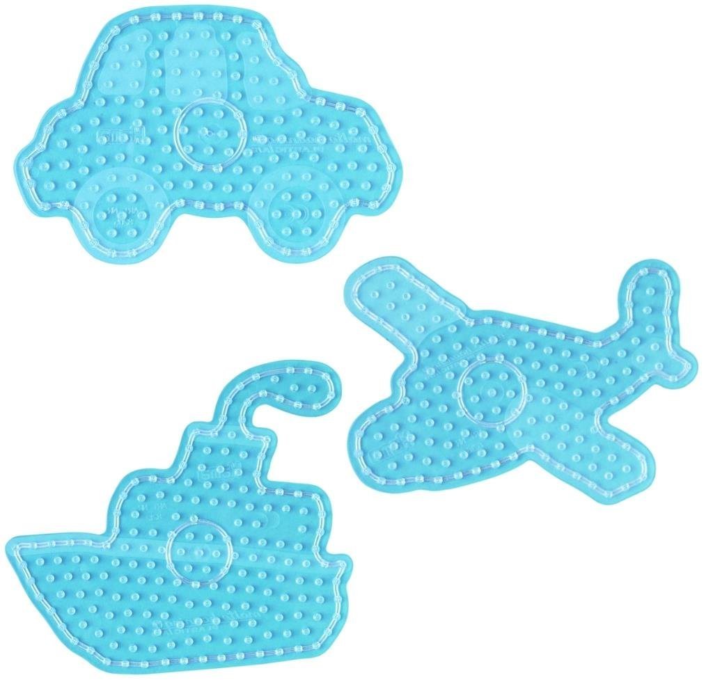 Hama Perlen Bügelperlen Hama Stiftplatten-Set Fahrzeuge, transparent für Maxi-Bügelperlen