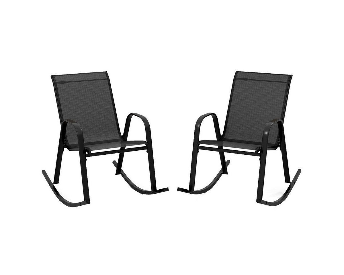 KOMFOTTEU Schaukelstuhl Gartenstuhl (2er Set), mit Rücklehne & Armlehne,bis 150 kg Bild 2