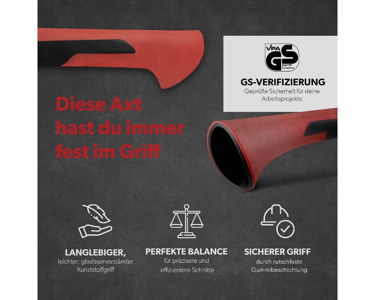 siwitec Axt Nylonaxt SN-200, 2000 Gramm Kopfgewicht inkl. Schnittschutz, 2140 g, (Unterschiedliche Kopfgewichte), GS-Zeritfizierung für maximale Arbeitssicherheit, Spaltaxt Bild 4
