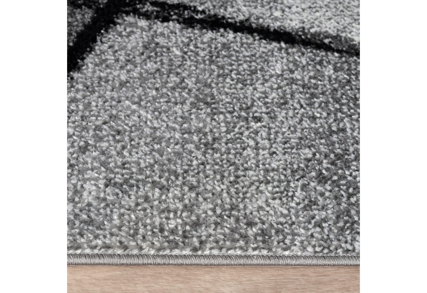 KADIMA DESIGN Teppich Abstraktes Linienmuster Wohnzimmer schmutzabweisend Teppich Kurzflor, Rechteckig, Höhe: 14 mm, Florhöhe: 10 mm, 100% Polypropylen, Rechteckig, 60x100cm, Dunkelgrau Bild 2
