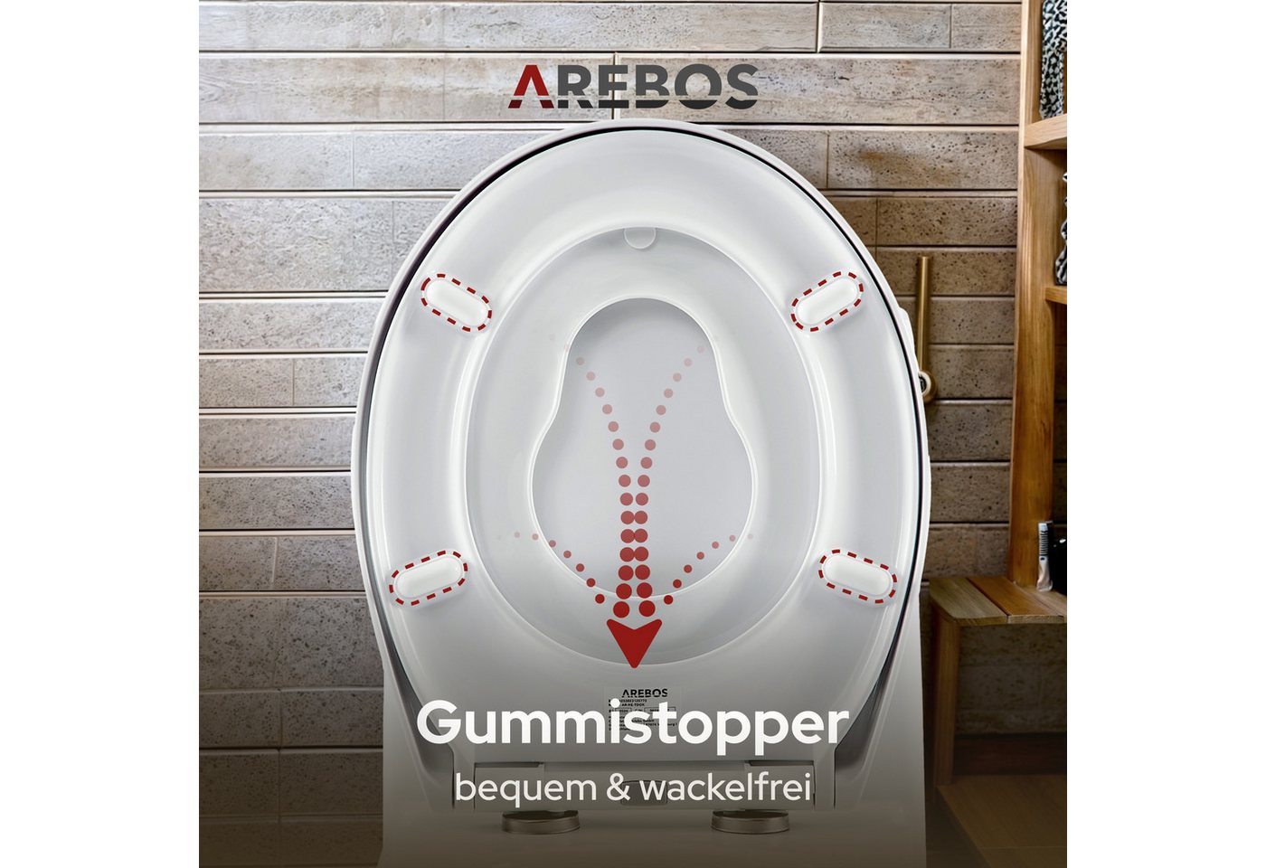 Arebos WC-Sitz Toilettendeckel Oval mit Kindersitz Softclose, Ovaler WC-Sitz mit Kindersitz, Softclose und Quick-Release Bild 4