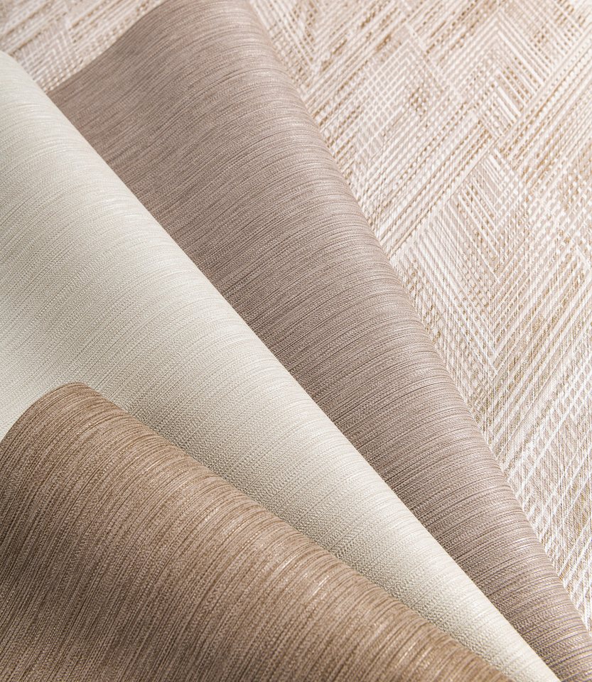 Rasch Vliestapete Leinenoptik - Vinyltapete Uni Beige, Textiloptik, (1 Rolle, 1 St., 10,05 m x 0,53 m), gute Lichtbeständigkeit, feucht abwischbar, restlos abziehbar