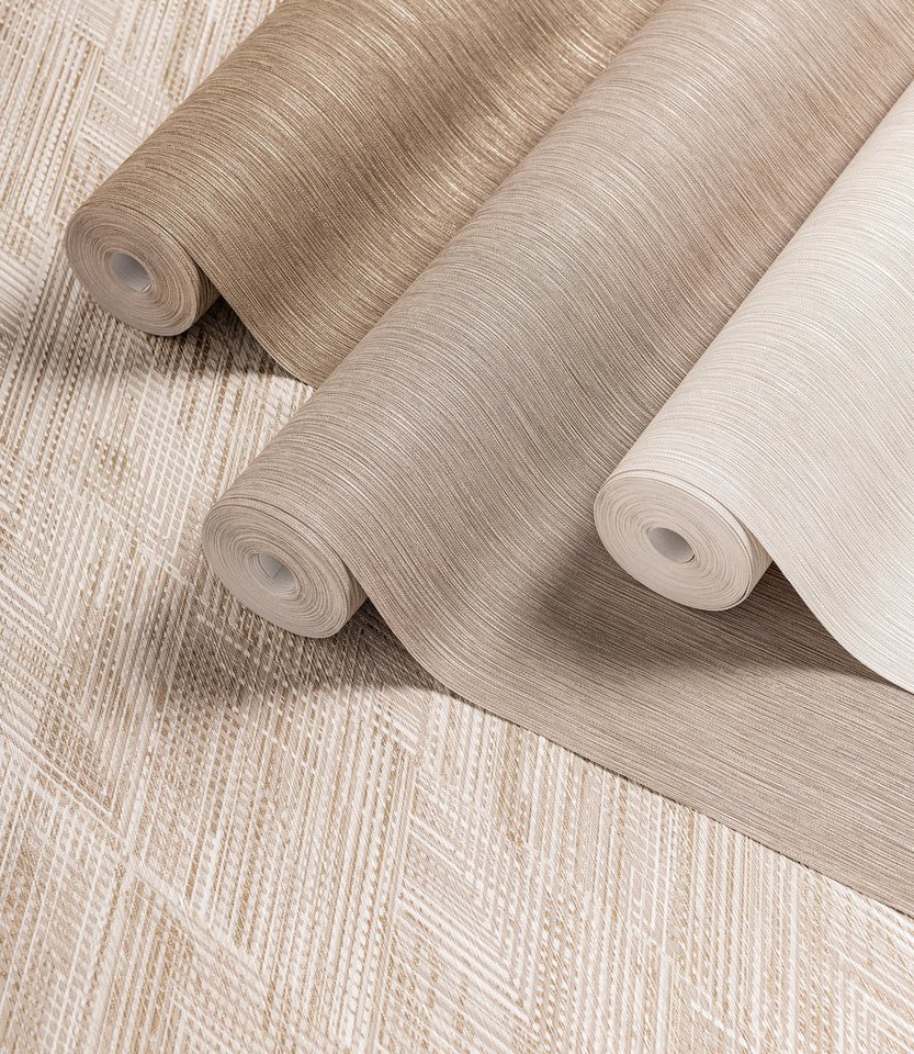Rasch Vliestapete Leinenoptik - Vinyltapete Uni Beige, Textiloptik, (1 Rolle, 1 St., 10,05 m x 0,53 m), gute Lichtbeständigkeit, feucht abwischbar, restlos abziehbar Bild 5