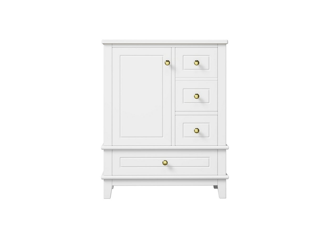 Flieks Waschtisch mit 3 Schubladen und Türregal, Waschbeckenunterschrank mit Waschbecken (B61/T47/H86 cm, 1-St., bodenstehend), Badezimmerschrank mit Keramikbecken, Soft-Close-Funktion Weiß Bild 5