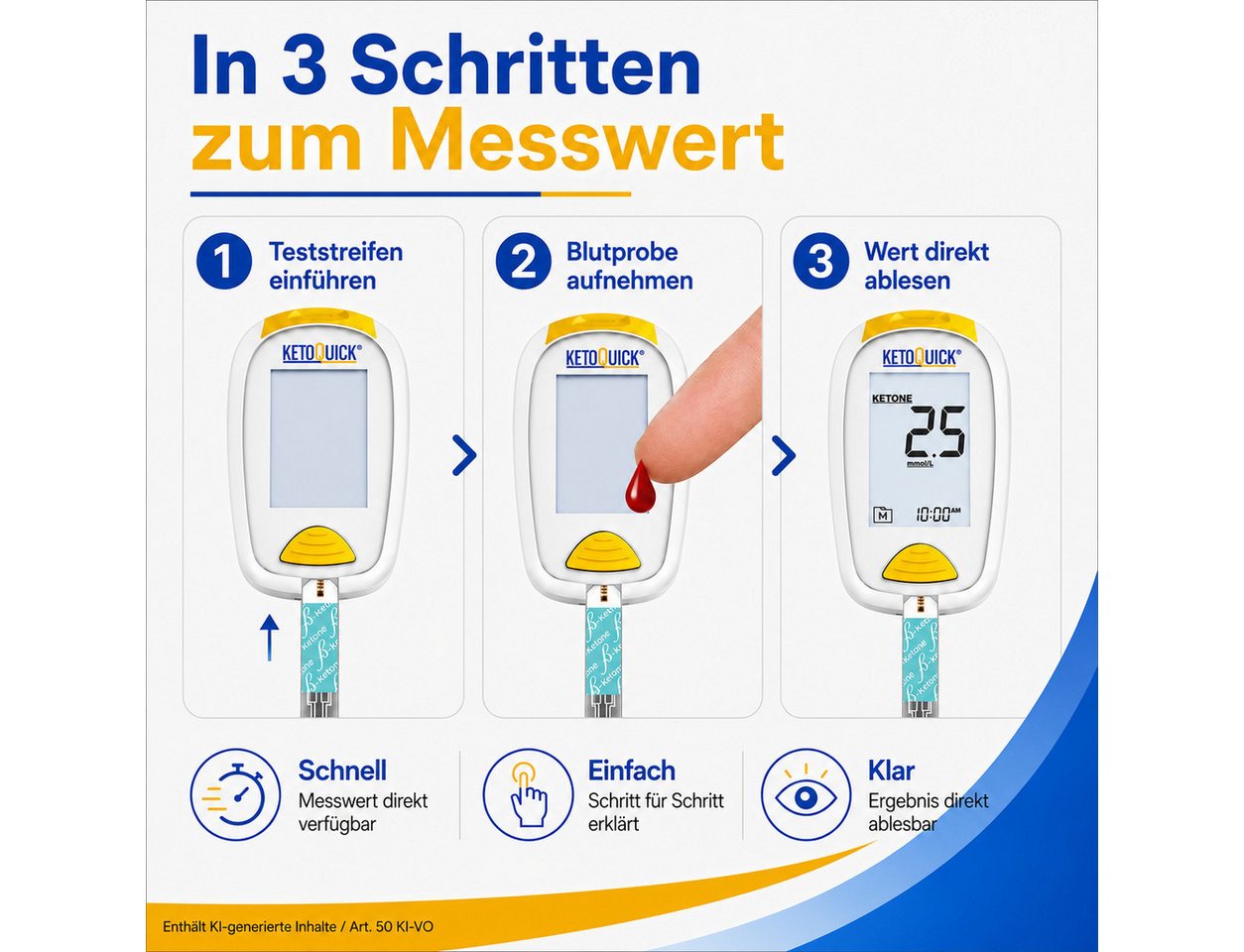 KetoQuick Keton-Messgerät Starterset mit 10 Teststreifen, Kombiset, Ideal für Keto-Ernährung, Fitness, Low Carb Bild 2