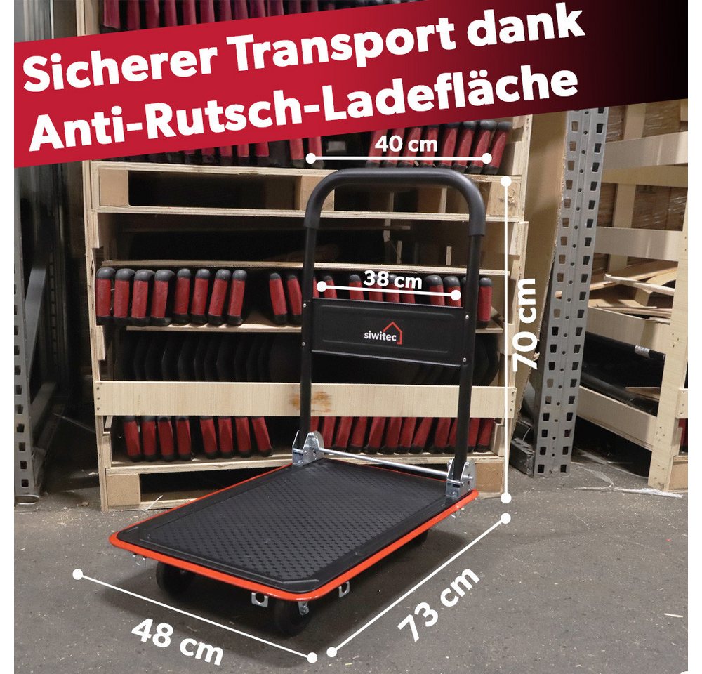 siwitec Werkstattwagen Plattformwagen klappbar 150kg Traglast mit Spanngurten, Rollwagen, Tra, 150kg Traglast Bild 2