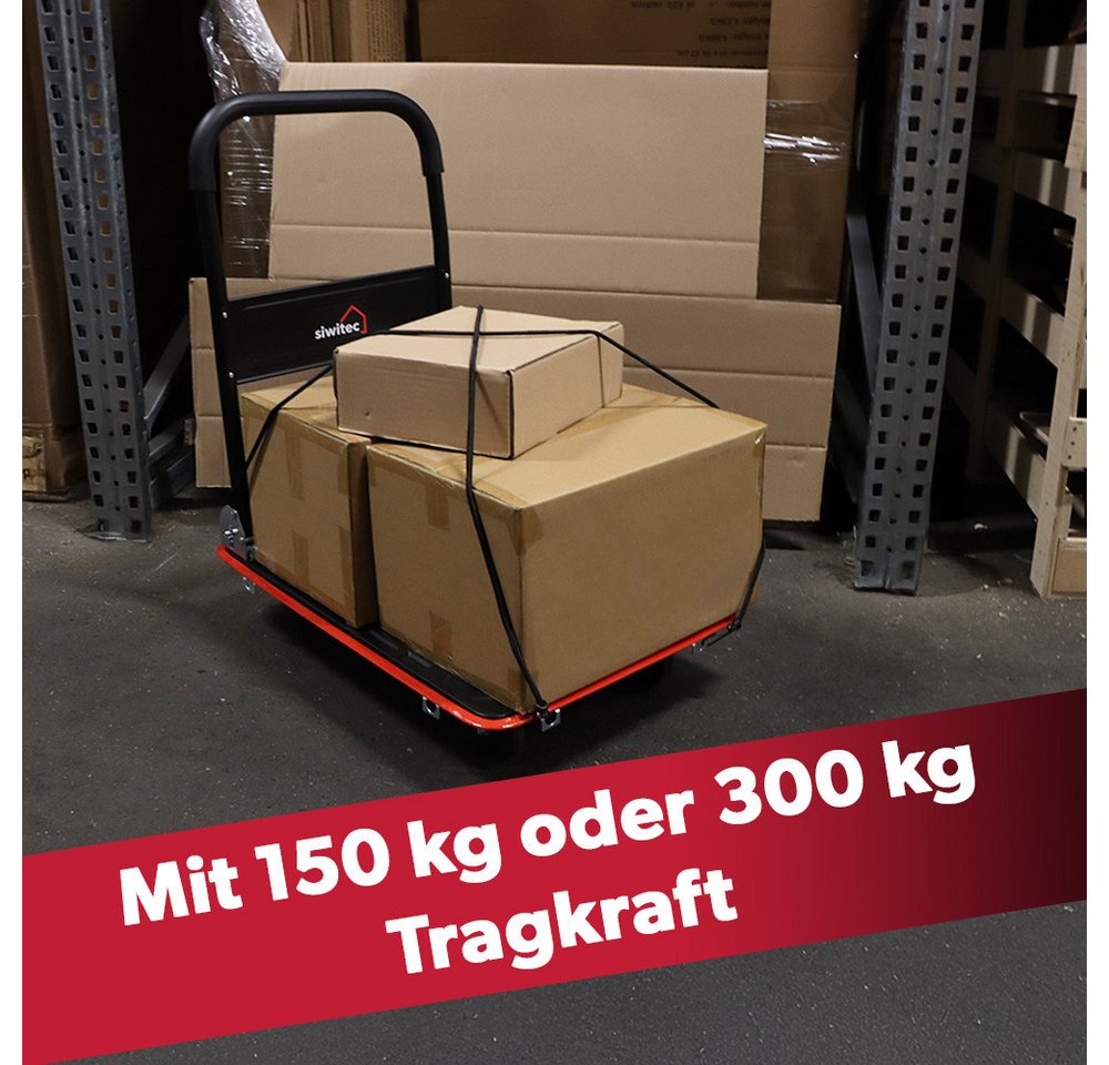 siwitec Werkstattwagen Plattformwagen klappbar 150kg Traglast mit Spanngurten, Rollwagen, Tra, 150kg Traglast Bild 5