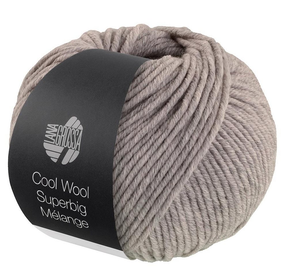 LANA GROSSA Cool Wool Superbig Melange 0215 graubeige meliert Häkelwolle, 80 m