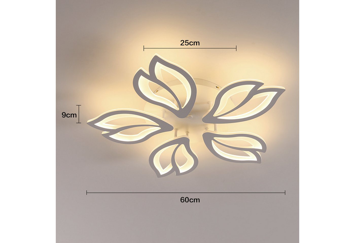 Riserva LED Deckenleuchte LED Deckenleuchte Blume 45W dimmbar mit Fernbedienung, LED wechselbar, Tageslichtweiß, deckenlampe wohnzimmer, led deckenleuchte dimmbar, Bild 2