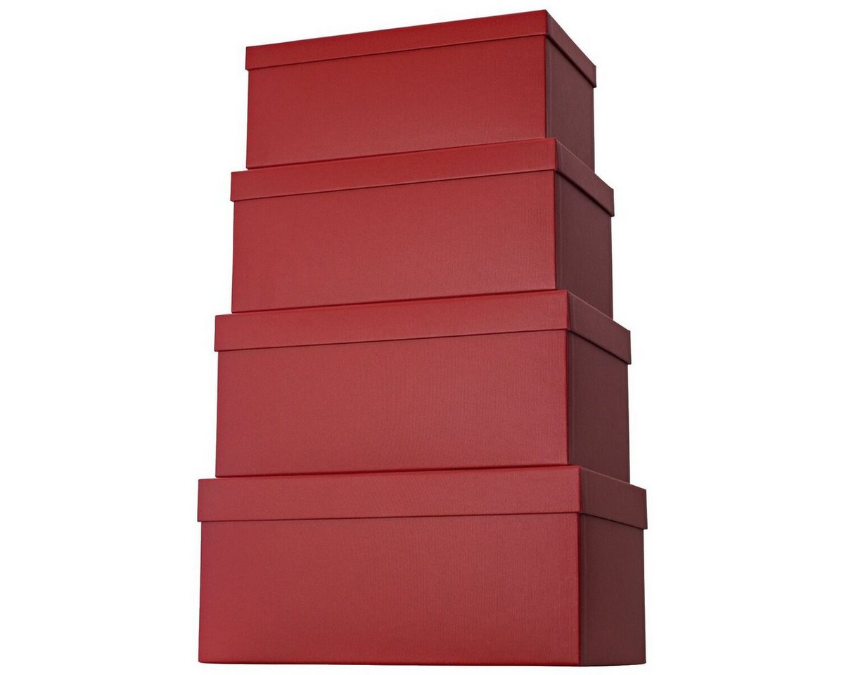 stewo Versandkarton Geschenkkarton One Colour - 4 tlg. hoch dunkelrot.