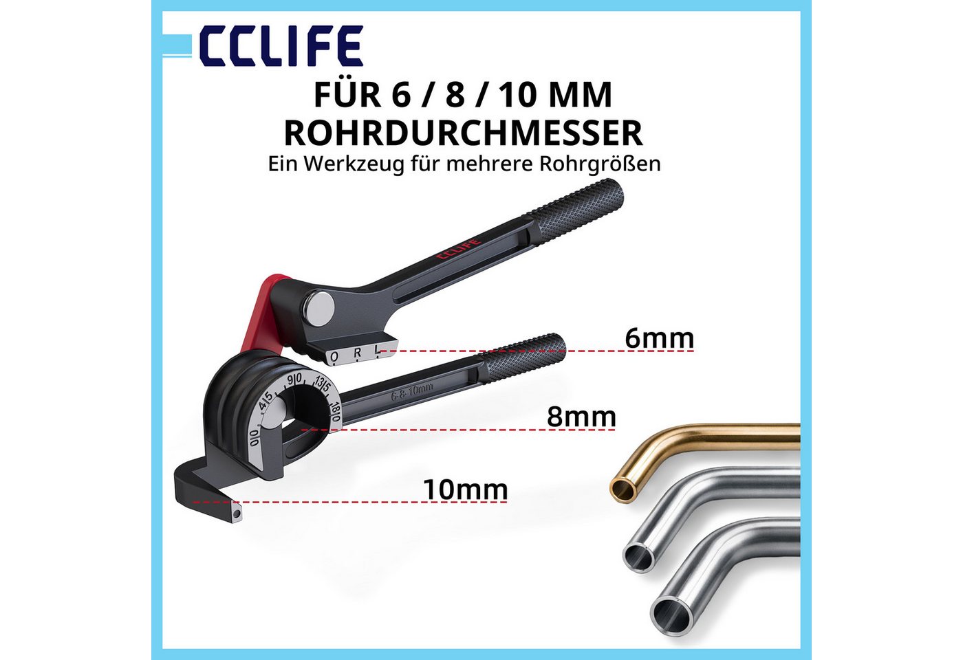 CCLIFE Rohrbieger CCLIFE Rohrbiegegeraet 3 in 1 fuer Kupfer Alu Messing 6 8 10mm Bild 2