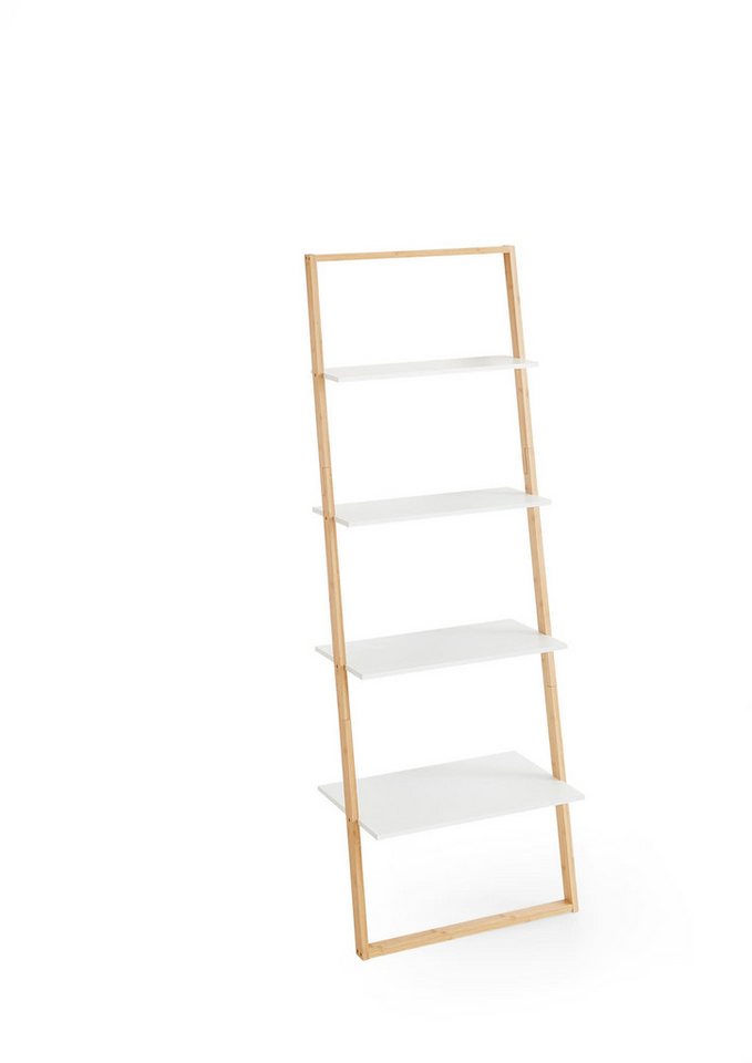 freiraum Badregal Leiter, in Bambus / Weiß, Echtholz/MDF - 61,3x164x36,5cm (BxHxT)