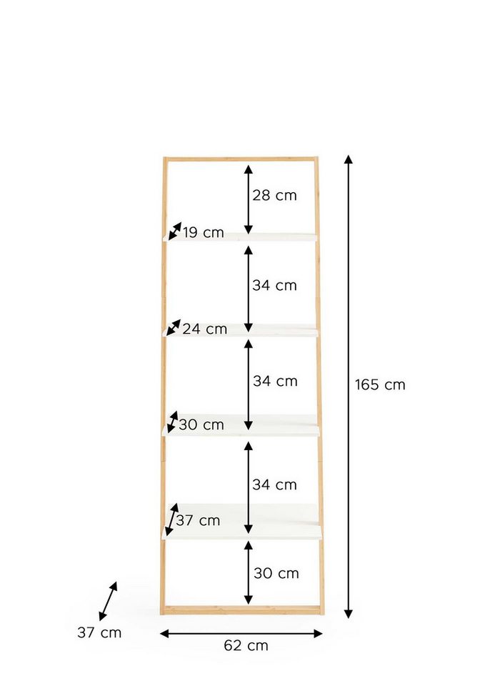 freiraum Badregal Leiter, in Bambus / Weiß, Echtholz/MDF - 61,3x164x36,5cm (BxHxT) Bild 3