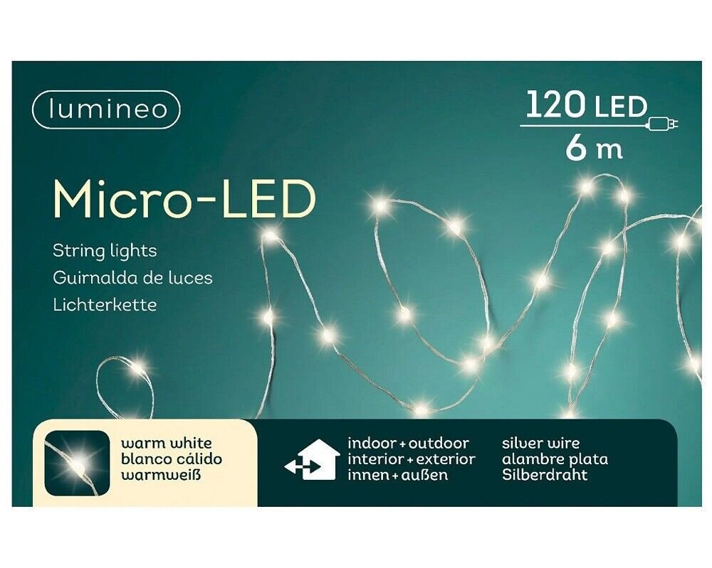 Kaemingk LED-Lichterkette Micro LED Strangbeleuchtung Outdoor L.595cm 120L silber/warmes weiss