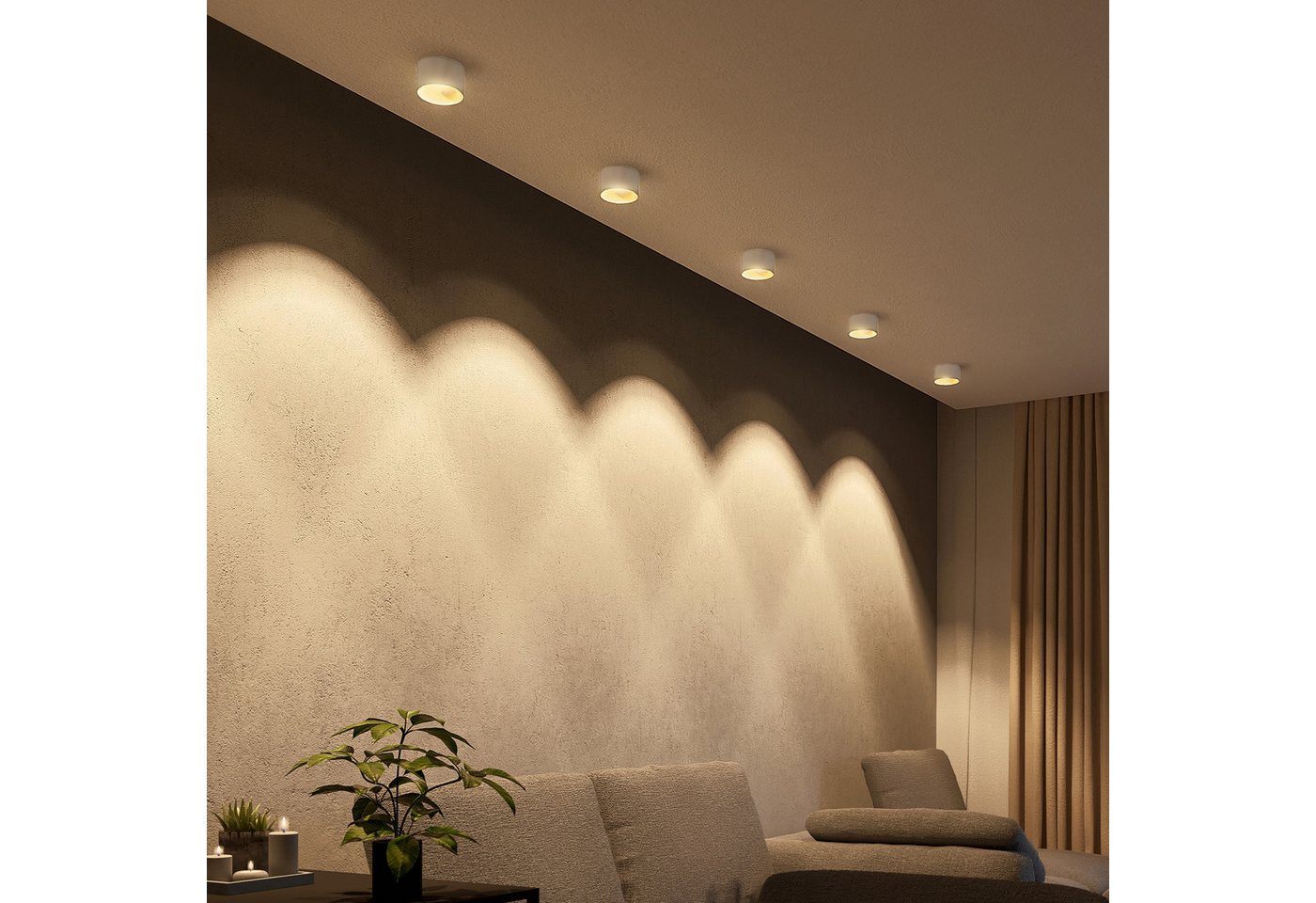 SSC-LUXon LED Aufbaustrahler BAHIO LED Aufbauspot weiß gold 6W dimmbar 3CCT Downlight, Neutralweiß, Warmweiß, Tageslichtweiß