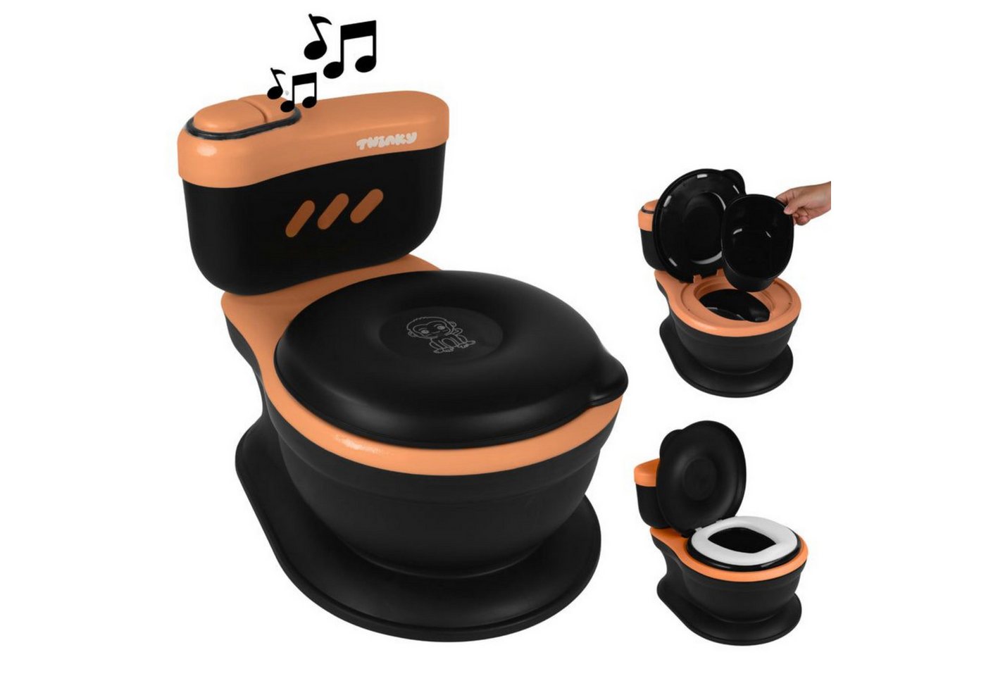 TWINKY Toilettentrainer 3-in-1 toilettentrainer für kinder Töpfchen mit Musik und Spülknopf, Töpfchen mit Deckel und Toilettenpapierhalter Bild 4