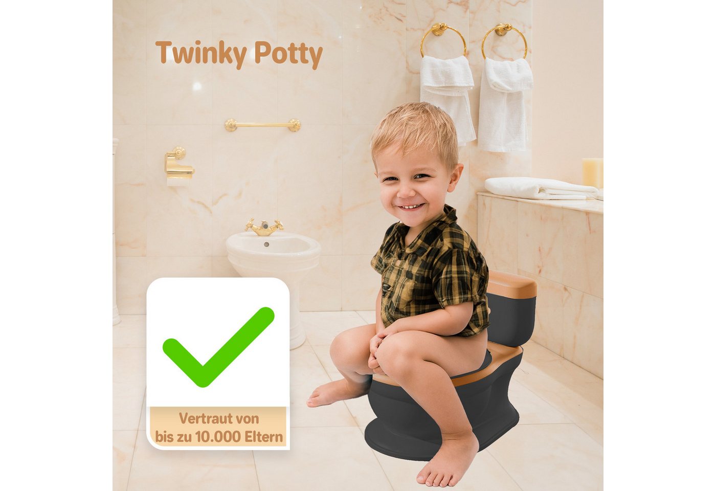 TWINKY Toilettentrainer 3-in-1 toilettentrainer für kinder Töpfchen mit Musik und Spülknopf, Töpfchen mit Deckel und Toilettenpapierhalter Bild 5