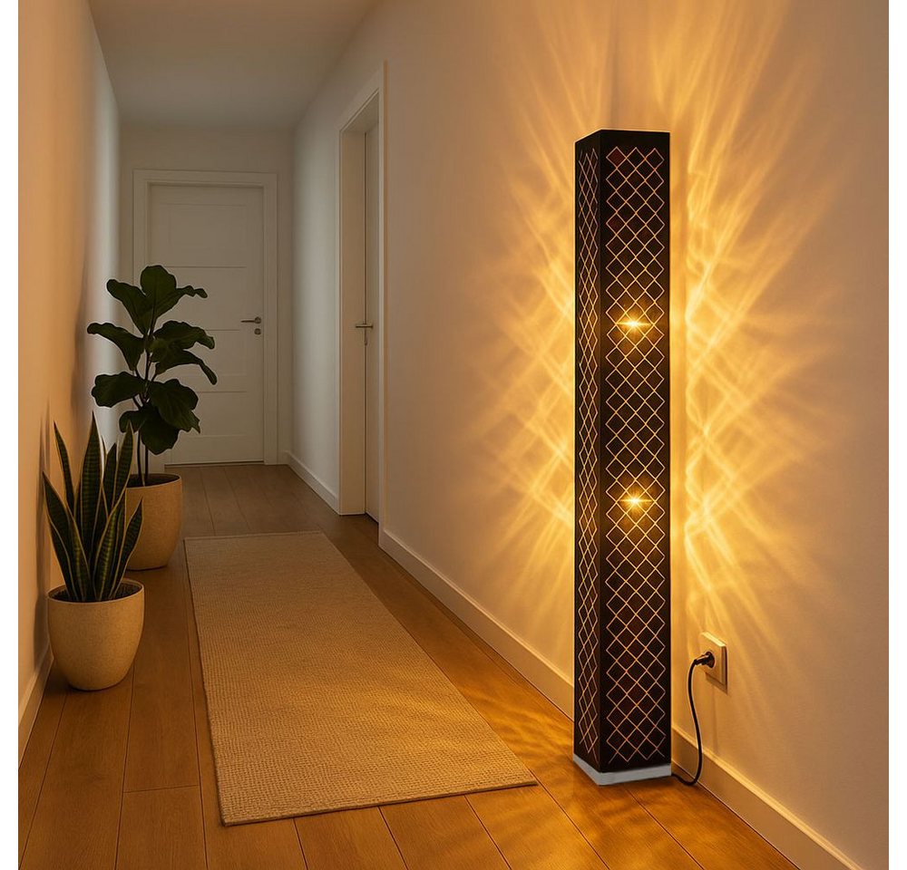 GLOBO LIGHTING LED Stehlampe, Leuchtmittel inklusive, Warmweiß, Design Steh Lampe schwarz Wohn Zimmer Decken Fluter Stand Leuchte im