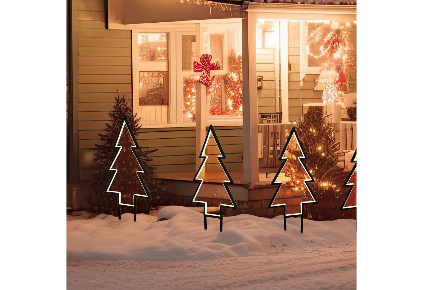 Salcar LED-Lichterkette 60cm 3D LED Tannenbaum Gartenstecker Weihnachtsbeleuchtung, 100 LED Garten Beleuchtet Christbaum mit Erdspießen Außen Warmweiß Bild 2