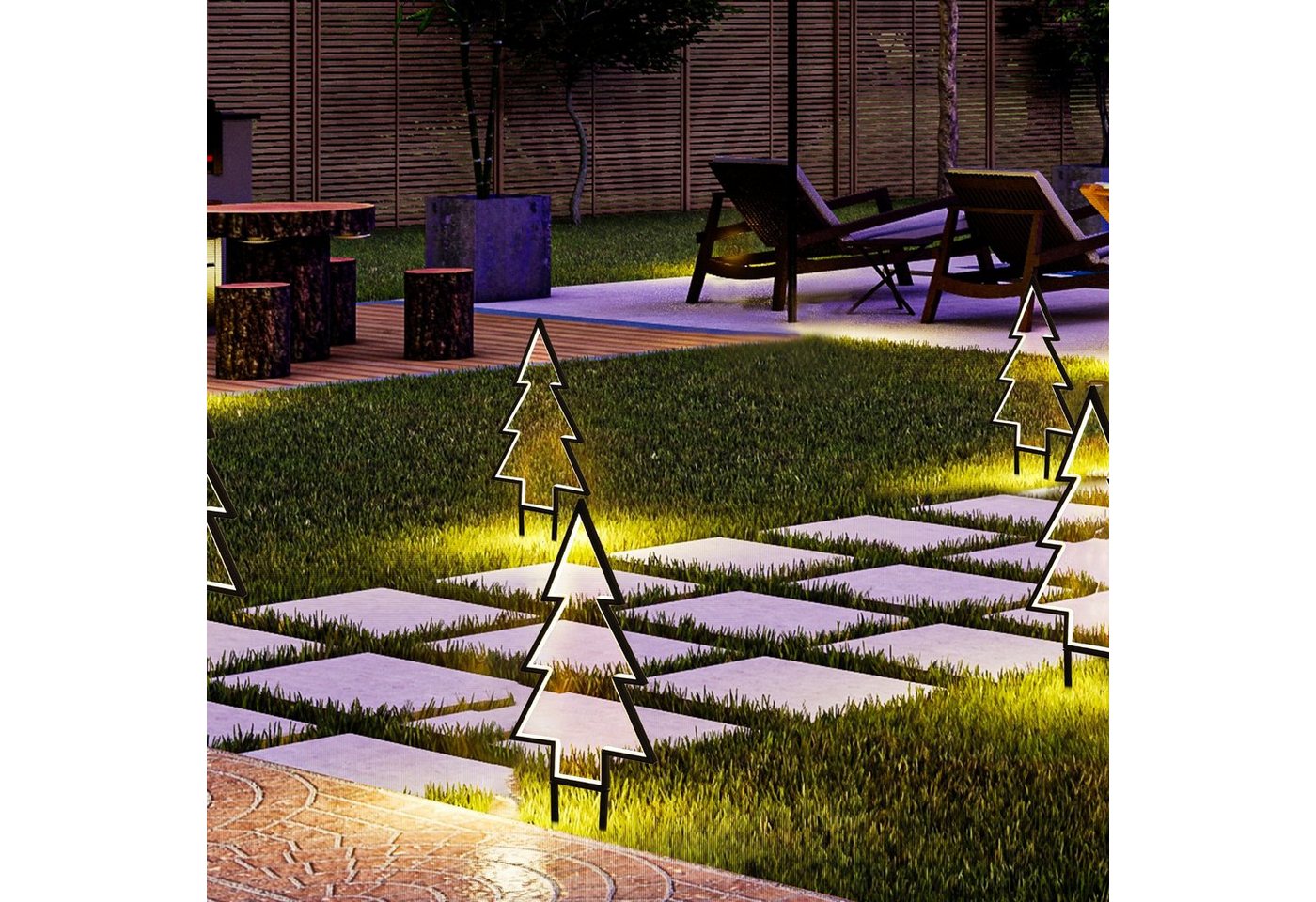 Salcar LED-Lichterkette 60cm 3D LED Tannenbaum Gartenstecker Weihnachtsbeleuchtung, 100 LED Garten Beleuchtet Christbaum mit Erdspießen Außen Warmweiß Bild 3