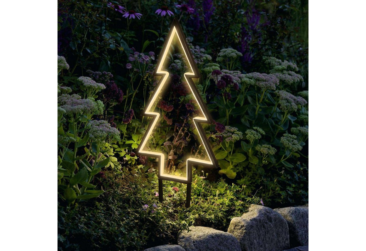 Salcar LED-Lichterkette 60cm 3D LED Tannenbaum Gartenstecker Weihnachtsbeleuchtung, 100 LED Garten Beleuchtet Christbaum mit Erdspießen Außen Warmweiß Bild 4