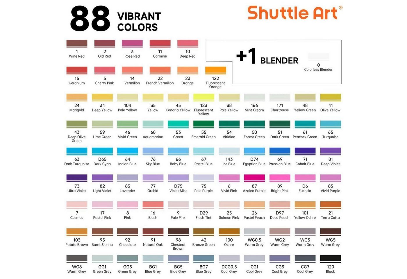 LuxusKollektion Marker 88 Bunte Alkohol Marker Set mit Blender, doppelseitig
