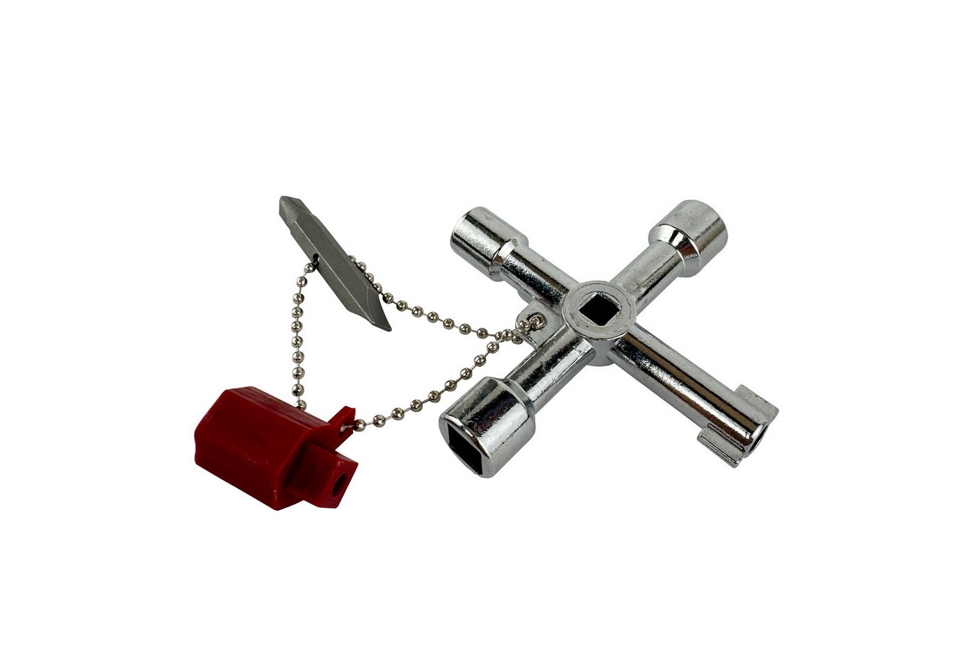 WELDINGER Schaltschrankschlüssel Schaltschrankschlüssel Mini 9 Funktionen Bitadapter Kombibit Druckguss, (1 St), Multifunktionsschlüssel für Schlüsselbund