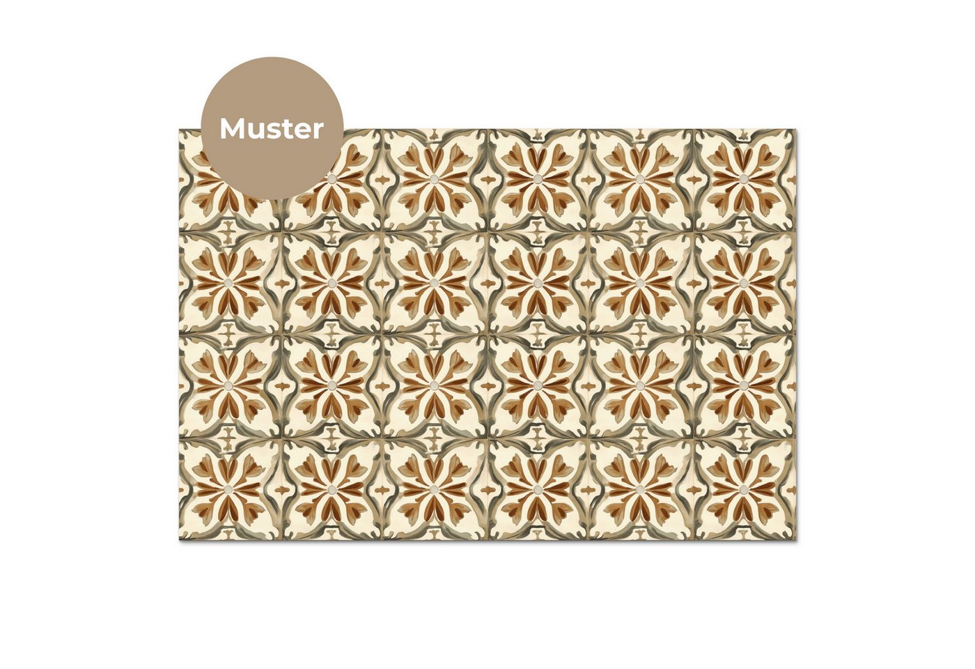 KitchenYeah Küchenrückwand Muster selbstklebend (keine Folie) Ornamentale Fliesen - Muster - Brau, (1-tlg), Spritzschutz, Küche, Rückwand, Küchenwand, Küchenfront, 30x20 cm