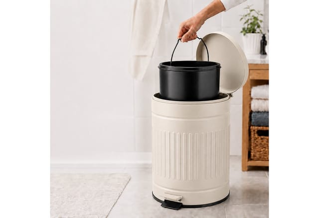 relaxdays Kosmetikeimer Retro Kosmetikeimer 5 Liter, Beige