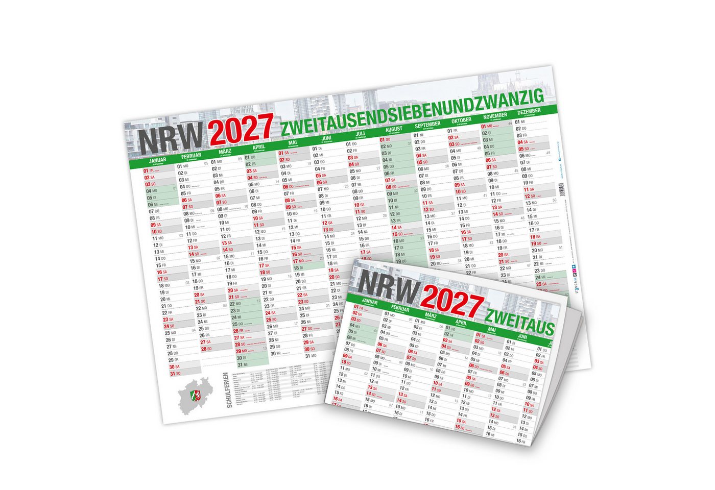 itenga Wandkalender itenga Jahresplaner NRW 2027 Wandkalender DIN A2 (59,4 x 42,0 cm), 250