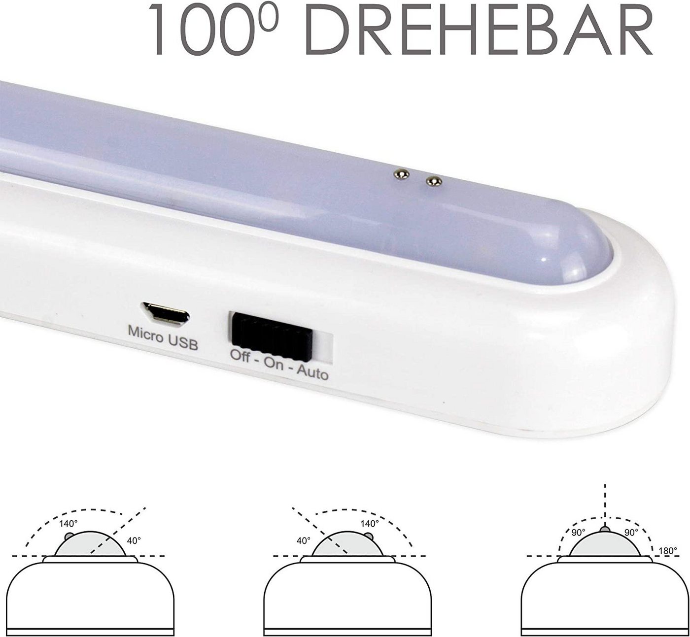 @tec Schrankleuchte LED Akku Schrankleuchte Unterschrankleuchte, Sensor, LED fest integriert, wiederaufladbar, Unterbaulampe, dimmbar, Automatik Bild 2