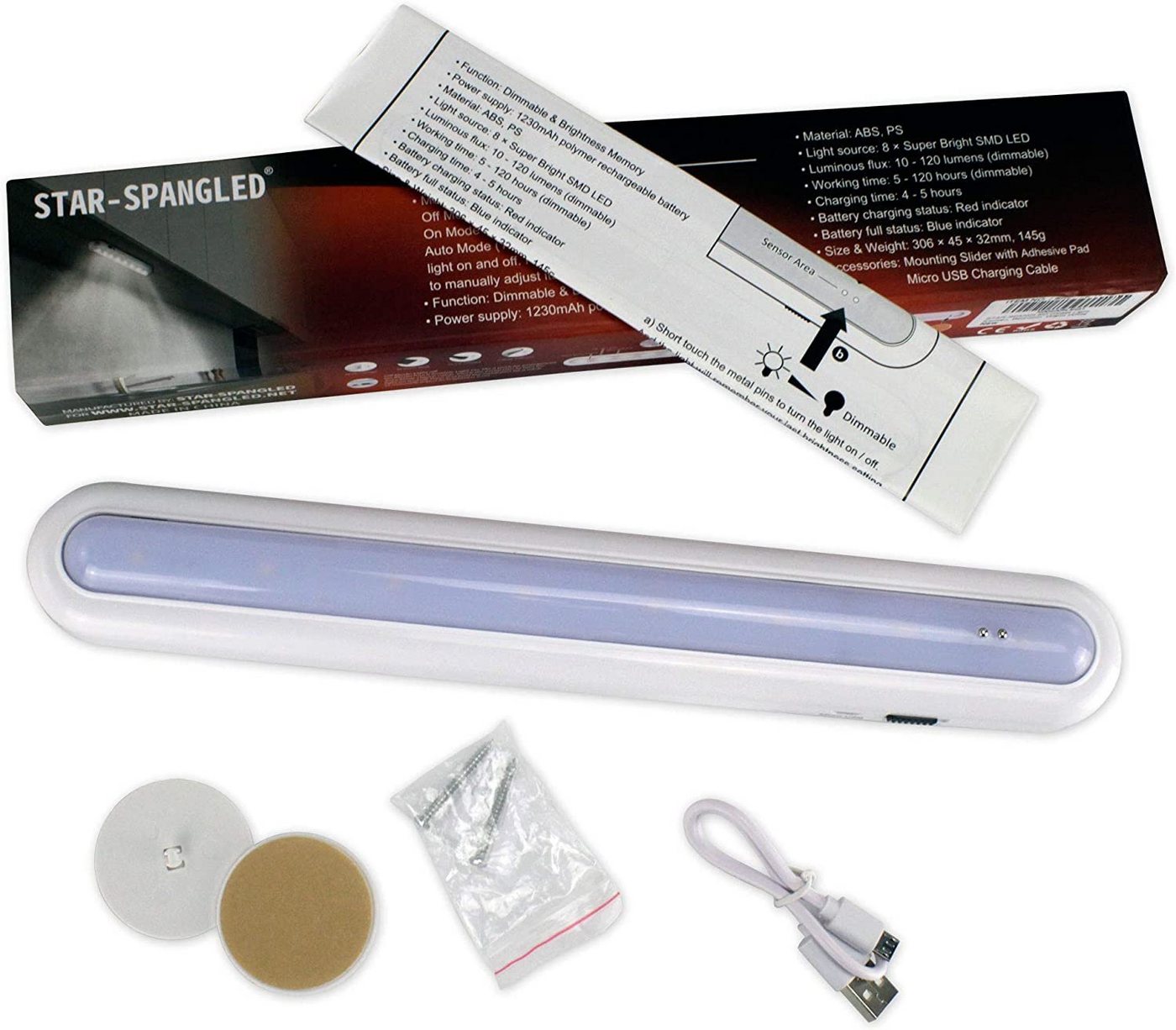 @tec Schrankleuchte LED Akku Schrankleuchte Unterschrankleuchte, Sensor, LED fest integriert, wiederaufladbar, Unterbaulampe, dimmbar, Automatik Bild 3