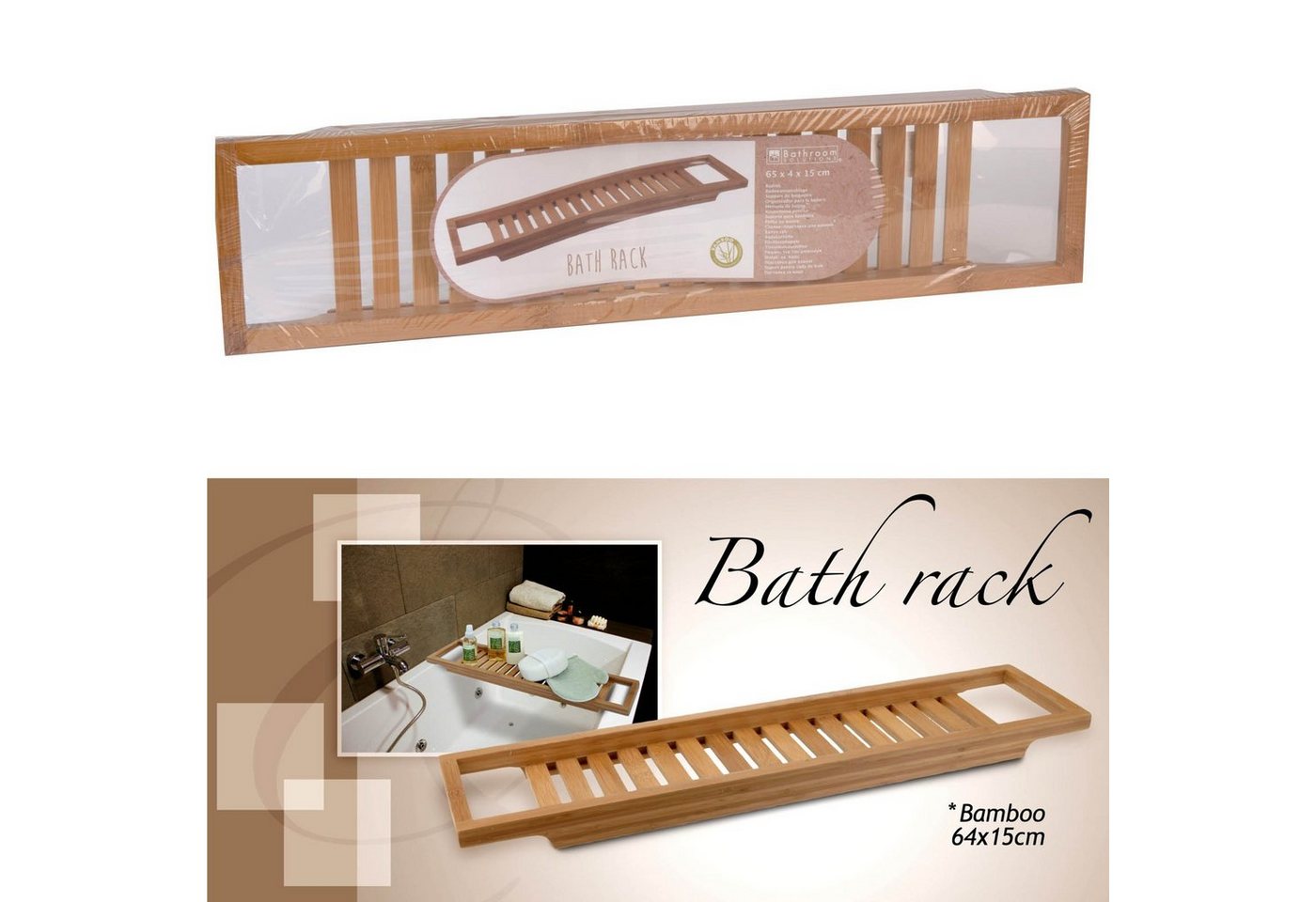HAC24 Badewannenablage Bambus Wannenablage Badewannenauflage Badewannentablett, 64 x 15 cm Bild 2